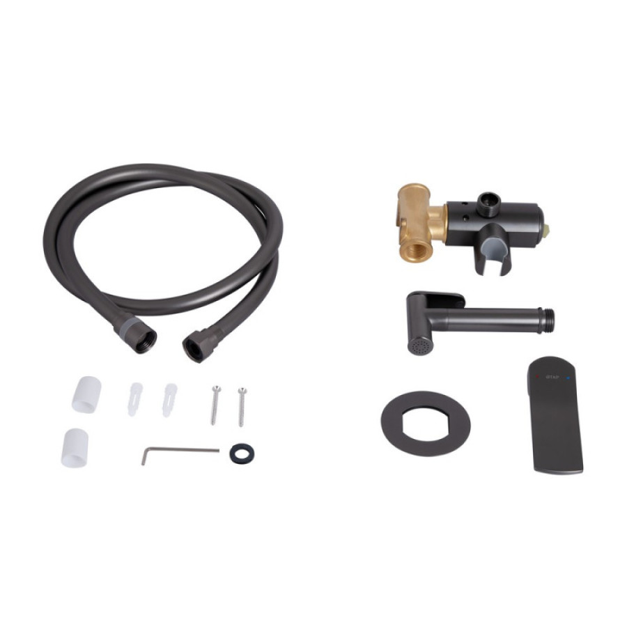 Набор для гигиенического душа Qtap Slavonice, Gunmetal Black PVD (k35) округлый QTSLA262GMB45916 - фото 4