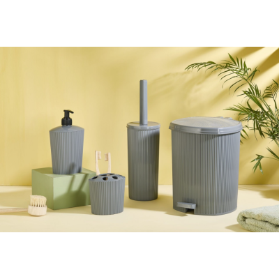 Набор для ванной 4 в 1 NOSTALGIA (ерш, мусорное ведро 6л. дозатор и стакан для щеток (антрацит)