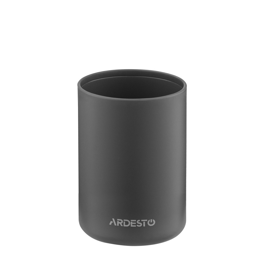 Набір для ванної кімнати Ardesto Minimalism 360мл. 3 предмети, поліпропілен, бамбук, сірий темний - фото 3