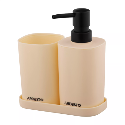 Набор для ванной Ardesto Vigor 380мл. 3 предмета, полипропилен, бежевый