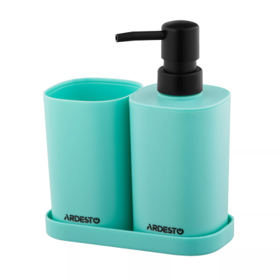 Набор для ванной Ardesto Vigor 380мл. 3 предмета, полипропилен, голубой