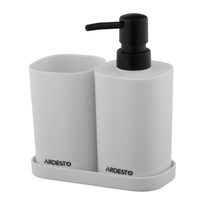 Набор для ванной Ardesto Vigor 380мл. 3 предмета, полипропилен, серый