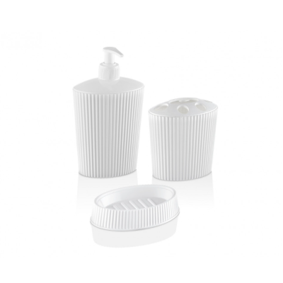 Набор для ванной (дозатор, подставка для щеток, мыльница) Line (белый)