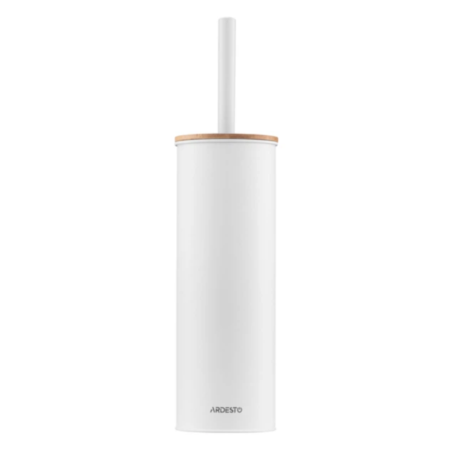 Набір щітка для унітазу з підставкою Ardesto Minimalism 9.5*27.5/38 см метал, бамбук, білий - фото 4