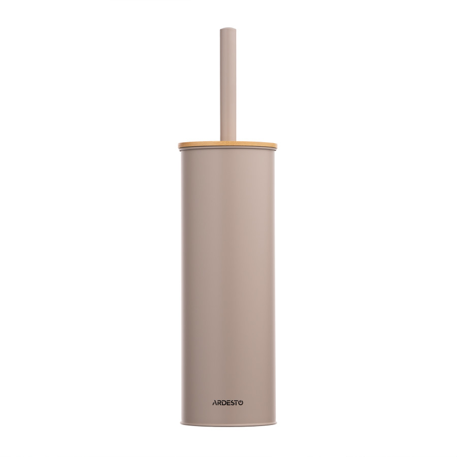 Набір щітка для унітазу з підставкою Ardesto Minimalism 9.5*27.5/38 см метал, бамбук, бежевий - фото 2