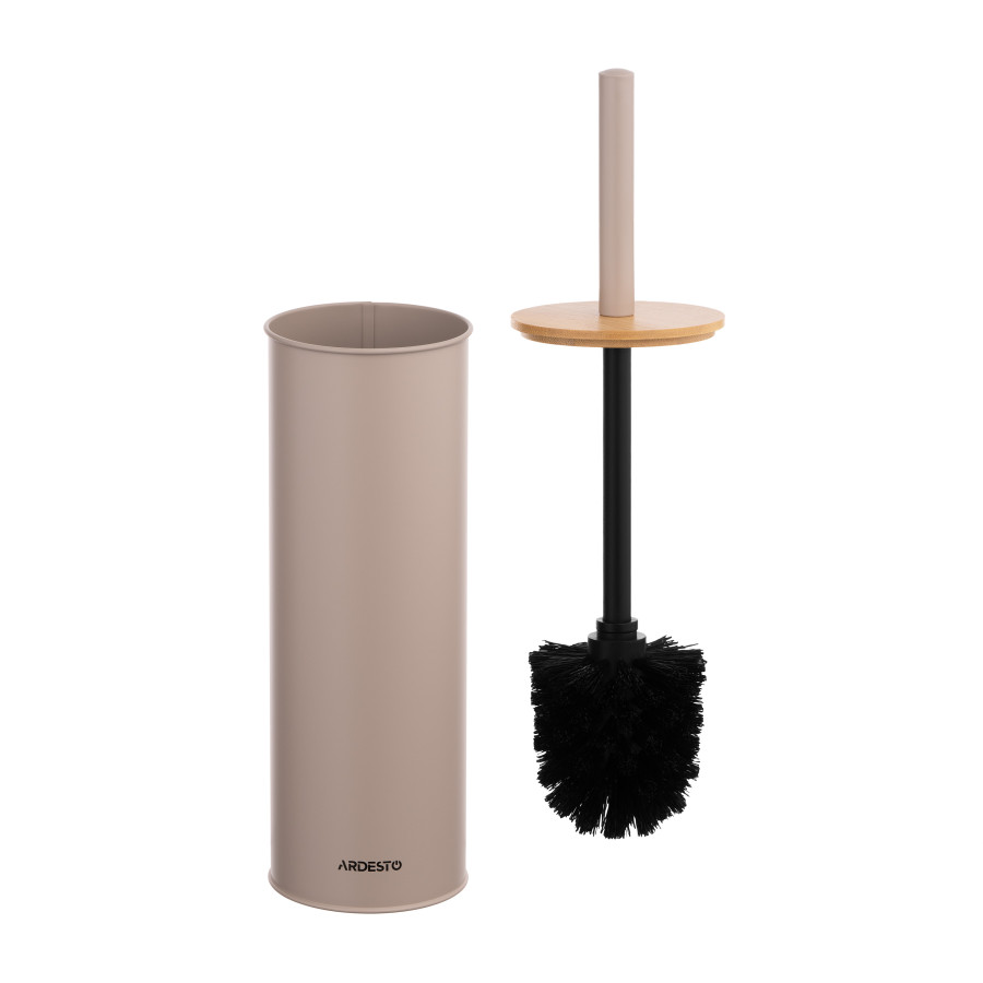 Набір щітка для унітазу з підставкою Ardesto Minimalism 9.5*27.5/38 см метал, бамбук, бежевий - фото 3