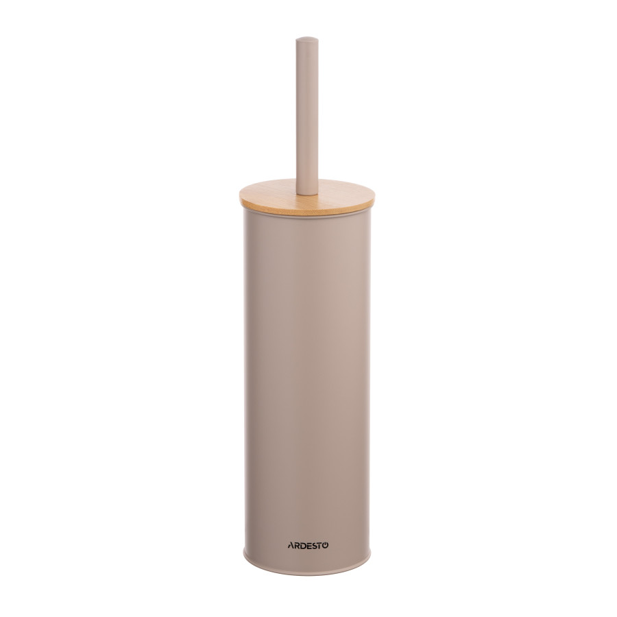 Набір щітка для унітазу з підставкою Ardesto Minimalism 9.5*27.5/38 см метал, бамбук, бежевий - фото 1