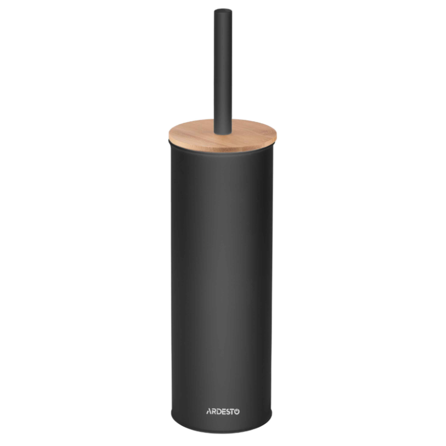Набір щітка для унітазу з підставкою Ardesto Minimalism 9.5*27.5/38см, метал, поліпропілен, чорний - фото 1