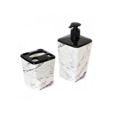 Набор аксессуаров для ванной комнаты Elif Plastic 2 "Белый мрамор"