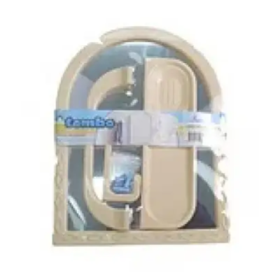 Набор для ванной комнаты Ozturk ЭКО 41,2*54 см., зеркало, полочка, мыльница, 2 крючка (бежевый)