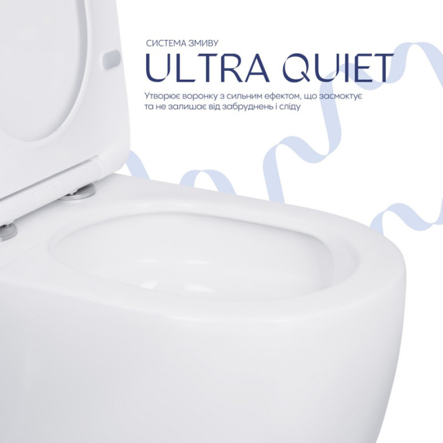 Напольный унитаз Qtap Robin Ultra Quiet 610×360×835 мм, White, с сиденьем Slim Duroplast/ Soft-close/ Qu - фото 3