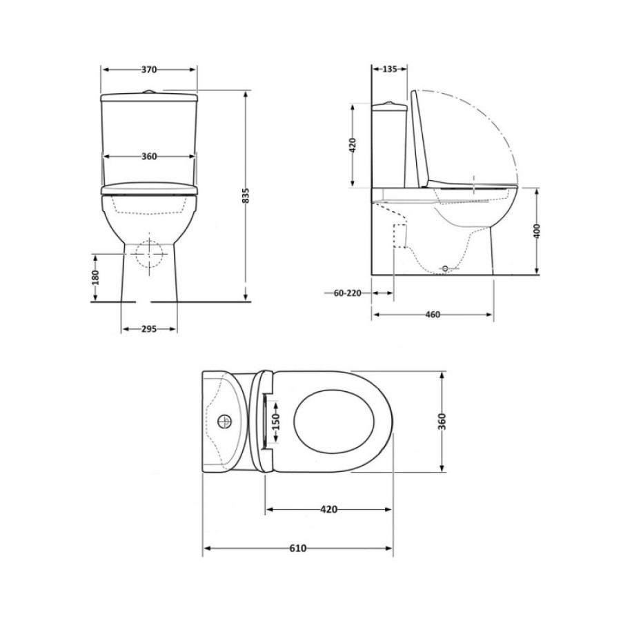 Напольный унитаз Qtap Robin Ultra Quiet 610×360×835 мм, White, с сиденьем Slim Duroplast/ Soft-close/ Qu - фото 6