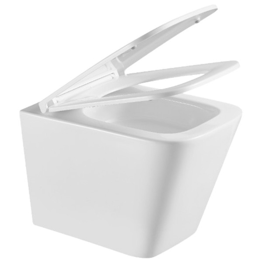 Подвесной безобед унитаз DFL0520111W Flow square с крыш soft-close, Vortex Flush, белый глянец - фото 2