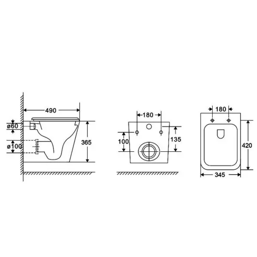 Подвесной безобед унитаз DFL0520111W Flow square с крыш soft-close, Vortex Flush, белый глянец - фото 12
