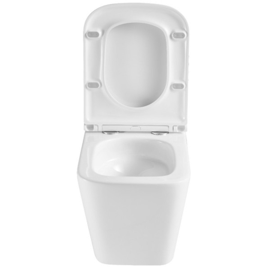 Подвесной безобед унитаз DFL0520111W Flow square с крыш soft-close, Vortex Flush, белый глянец - фото 3