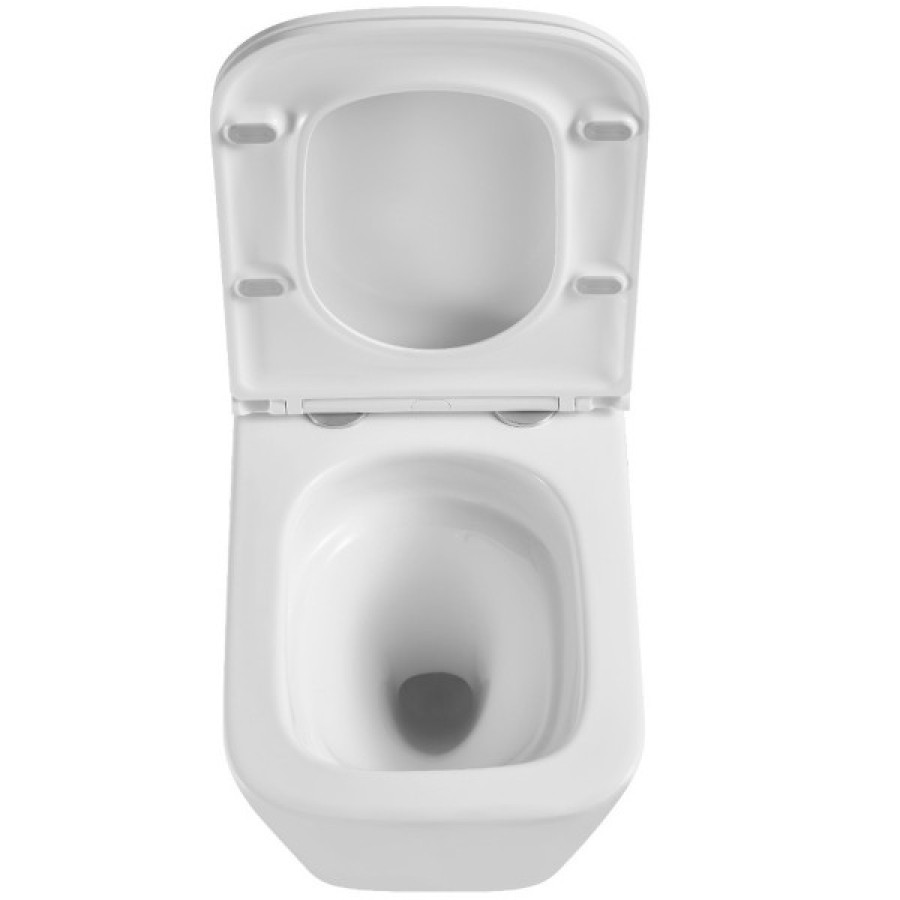 Подвесной безобед унитаз DFL0520111W Flow square с крыш soft-close, Vortex Flush, белый глянец - фото 4