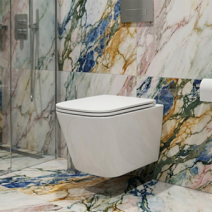 Подвесной безобед унитаз DFL0520111W Flow square с крыш soft-close, Vortex Flush, белый глянец - фото 13