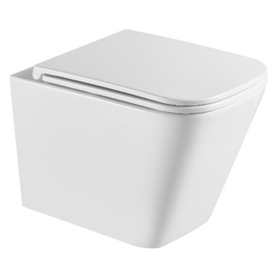 Подвесной безобед унитаз DFL0520111W Flow square с крыш soft-close, Vortex Flush, белый глянец