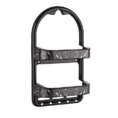 Полочка в ванную комнату 2-х ярусная DECOR, 12*27*43,5 (черный мрамор)