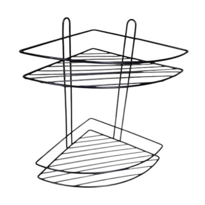Полочка в ванную комнату 2-х ярусная Украина угловая (черная) 20*20*30см
