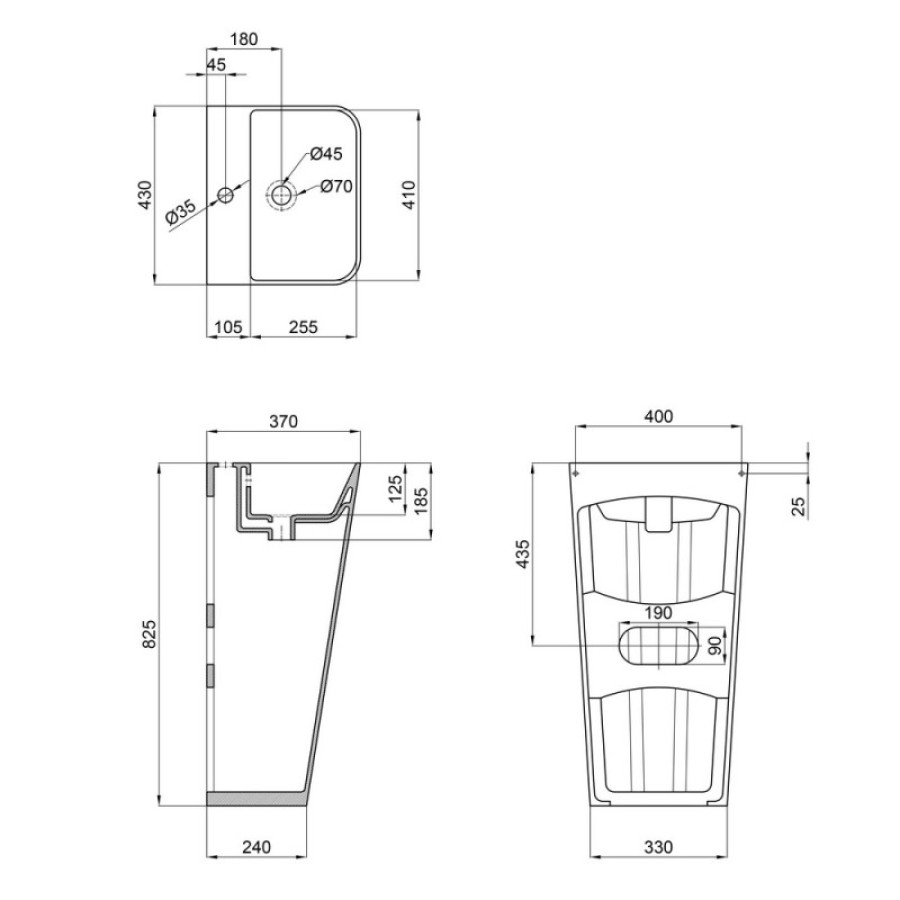 Раковина-моноблок напольный Qtap Tern 440x380x830 мм, White, без донного клапана QT1711G302WN - фото 6