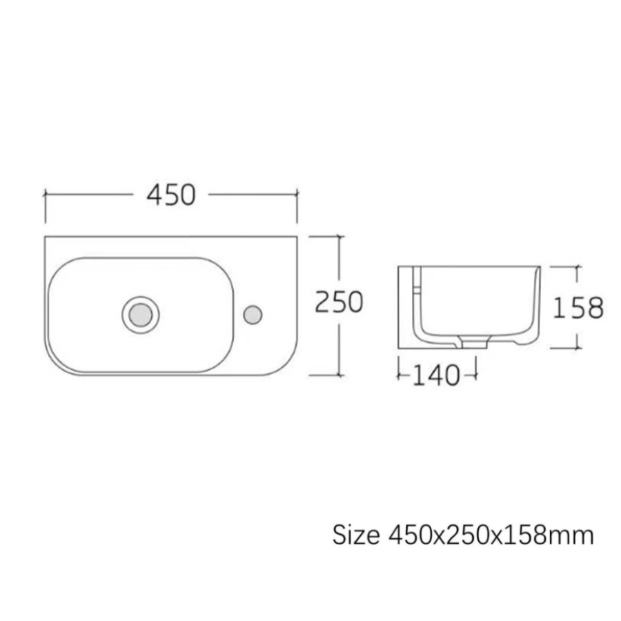 Раковина на столешницу Devit Do It 450250R 450х250 см, 1 отверстие под смеситель справа, белый глянцевый - фото 2