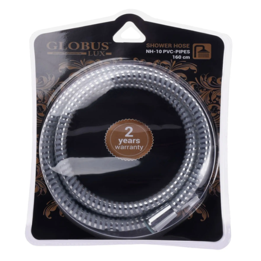Шланг душевой Globus Lux NH-10-160 силиконовый PVС ХРОМ, длина 160см. (тип HGrohe), блистер - фото 2