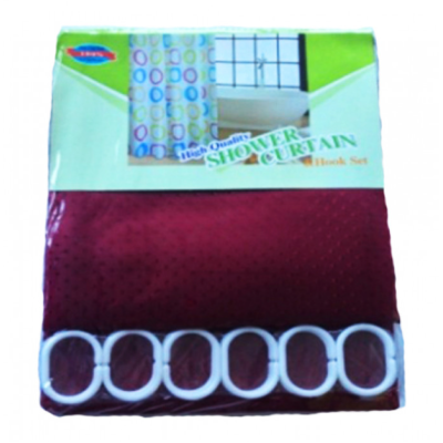 Штора для ванной и душа, текстиль, 180*180см (бордовая)