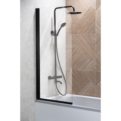 Шторка для ванной, черная, прозрачное стекло 67/140 170-06940P MODERN 1