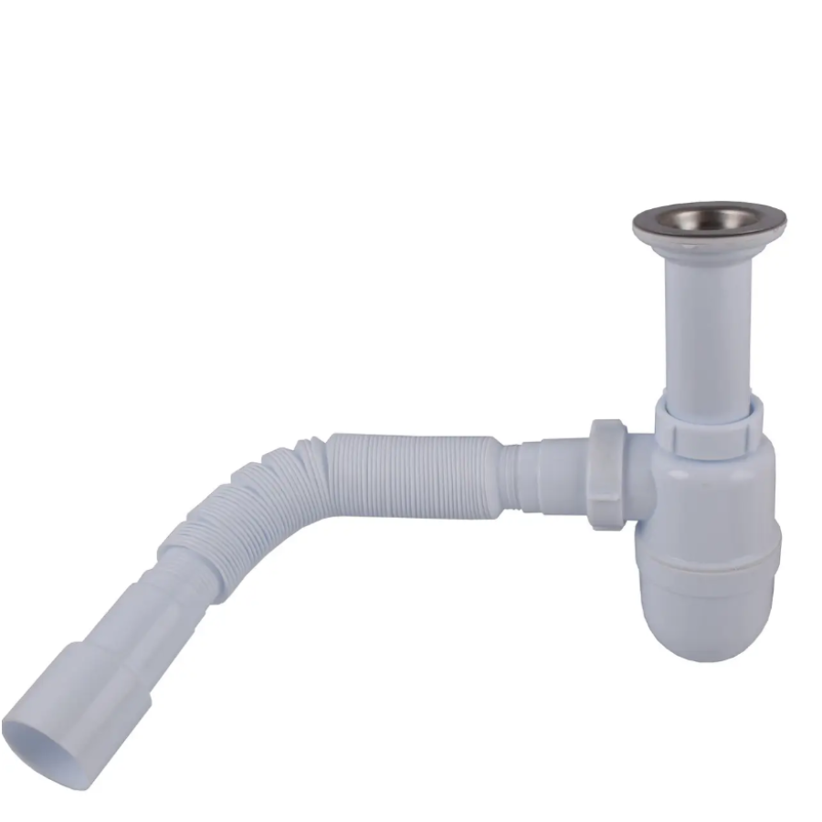 Сифон OPTIMUM 1/2″*40 для умивальника та мийки з лиим випуском та гофрою 40*40/50 OPTI - фото 1