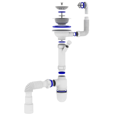 Сифон OPTIMUM 31/2″*40 с отводом для стиральных машин, с круглым гибким переливом и гибкой трубой 40х