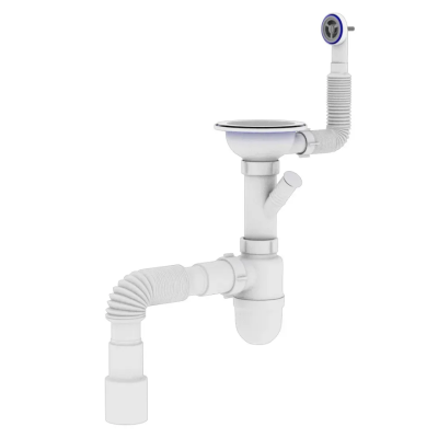 Сифон OPTIMUM 31/2″*40 с отводом для стиральных машин, с круглым гибким переливом и гибкой трубой 40х