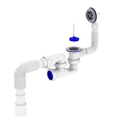 Сифон OPTIMUM для ванны с ревизией, выпуском 1 1/2″*40, перелта гибкой трубой 40*40/50 OPTI-26033