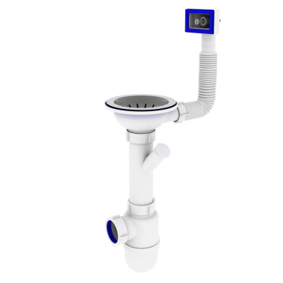 Сифон для мойки 3 1/2*40 с отводом для стирали, с прямоугольным переливом-SM 27020343