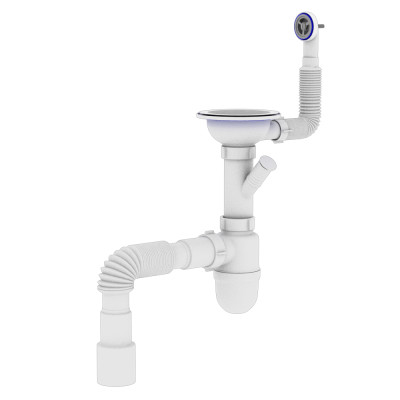 Сифон для мойки 3 1/2*40 с резьбовым выпуском, гибким круглым переливом-SM 27020243