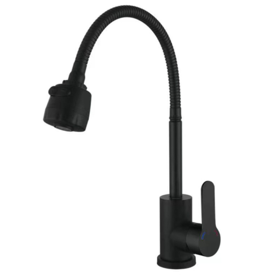 Змішувач для кухні Zerix DAX-011 Black рефлекторний носик - фото 1