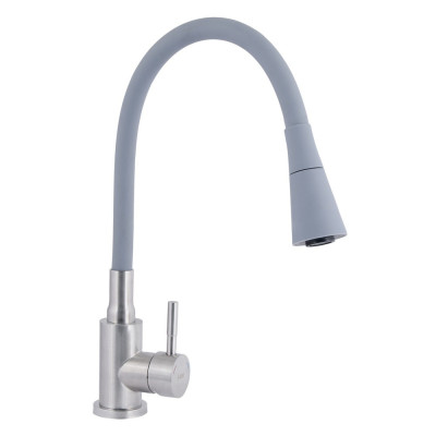 Змішувач для кухні Lidz Aria 015 F31, Nickel/Grey (k35) з гнучким виливом LDARI015F31GNK31871