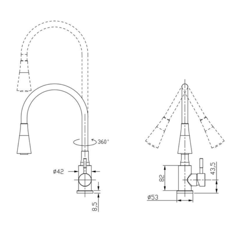 Змішувач для кухні Lidz Aria 015F31 з гнучким виливом (k35) LDARI015F31BNK31872 Black / Nickel - фото 2
