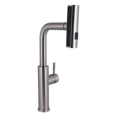 Смеситель для кухни Lidz Aria 015FLT, Nickel (k35) с выдвижным мультифункциональным изливом-лейкой LDA