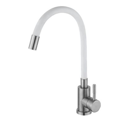 Змішувач для кухні Lidz Aria 04R-WFS, U-подібний  гнучкий White (k35)