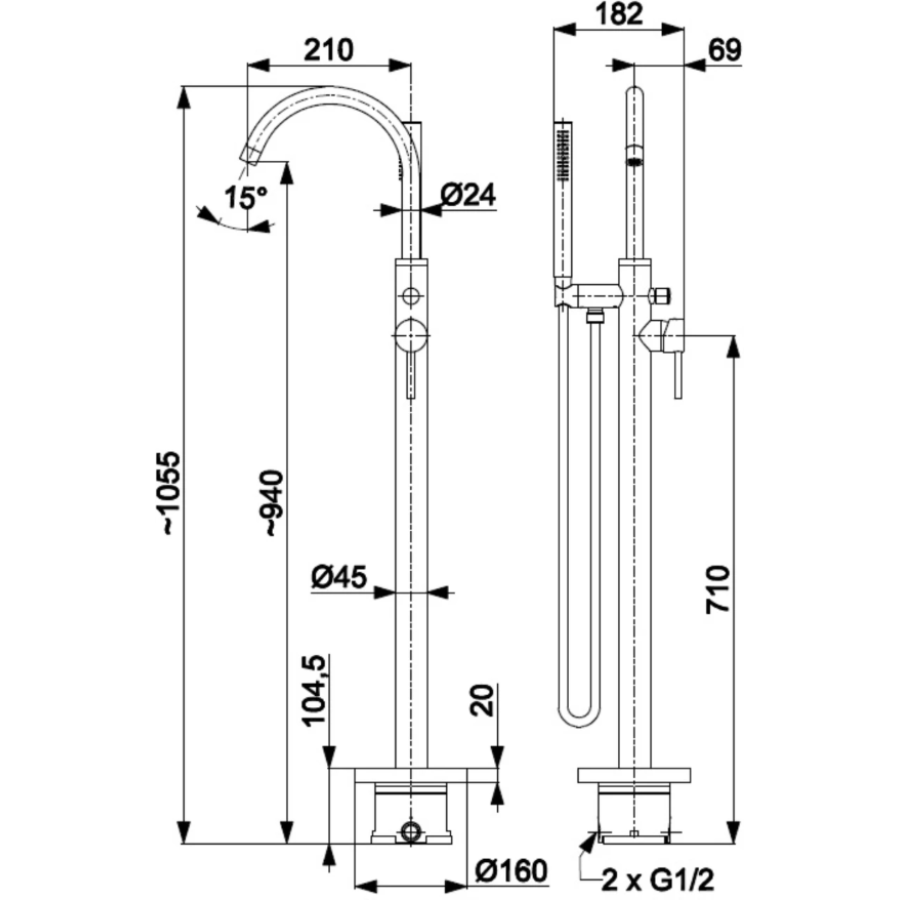 Змішувач для окремо стоячої ванни 5035-510-00 MOZA CHROM  - фото 4