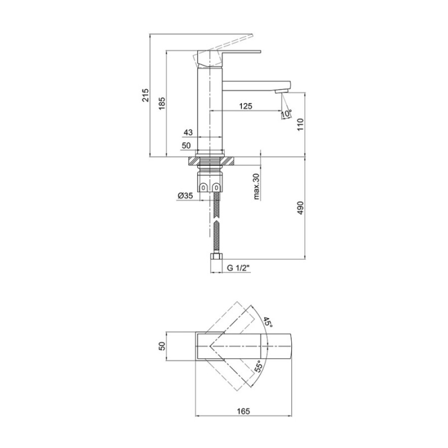 Смеситель для раковины Kubis 001F низкое излияние Nickel (k35) Lidz - фото 7
