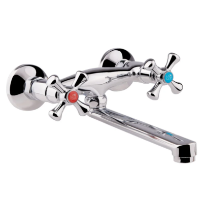 Змішувач для раковини Lidz Lamb 361 (75 21 361) Chrome настінний з поворотним виливом двохвентильний