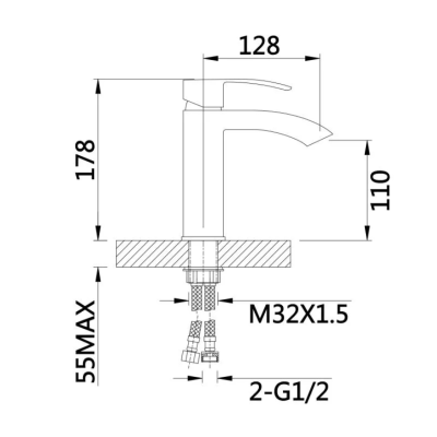 Змішувач для раковини низький Qtap Swan Cascada, Chrome/White (k35) QTSWA270CRW45568