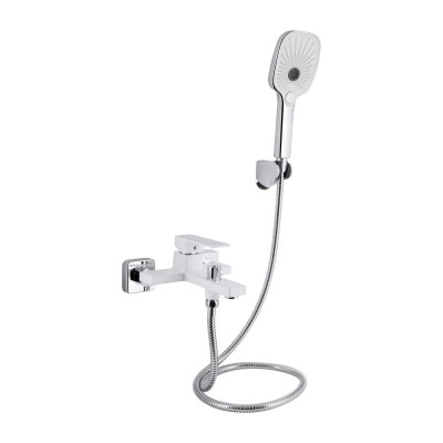 Змішувач для ванни Qtap Gemini, Chrome/White (k35) з душовим гарнітуром QTGEM259CRW45683