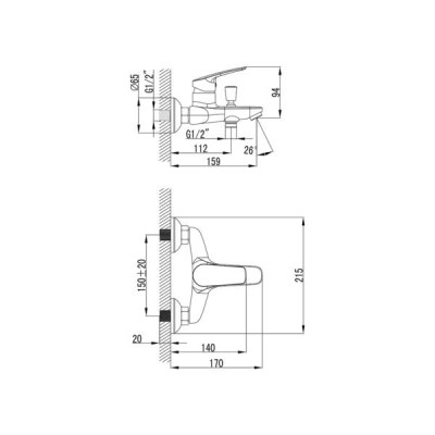 Смеситель для ванны Primera Shape 10120015