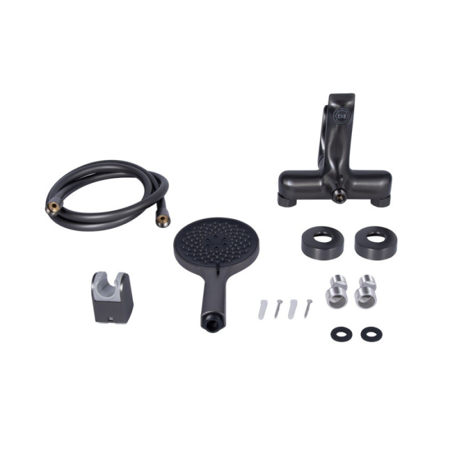 Змішувач для ванни Qtap Vlasta New, Gunmetal Black PVD (k35) з душовим гарнітуром QTVLA259GMB45643 - фото 2