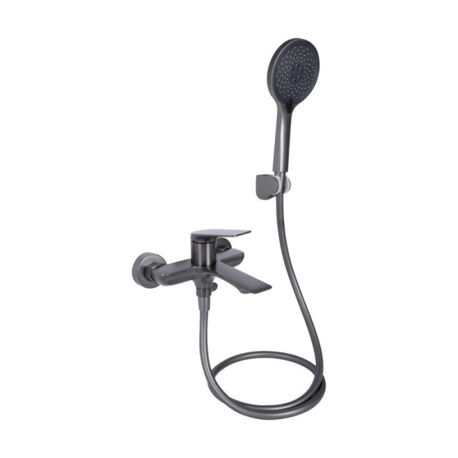 Змішувач для ванни Vlasta New, Gunmetal Black PVD (k35) з довгим поворотним виливом та душовим гарні - фото 1