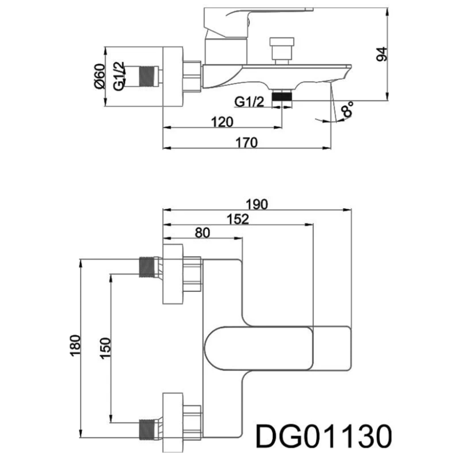 Змішувач для ванни, латунь білий AIM DG1130 frosted white - фото 8