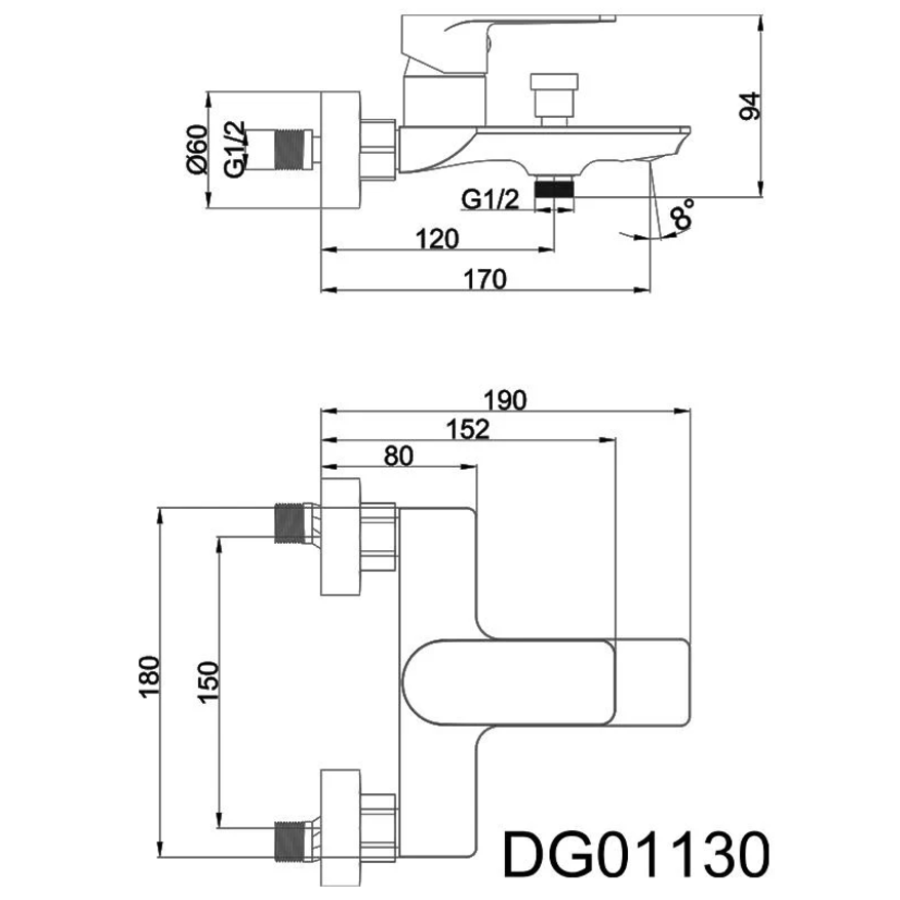 Змішувач для ванни, латунь хром AIM DG01130 chrome - фото 7